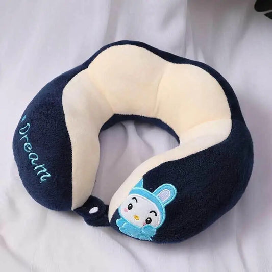 Anypack Neck Pillow Navy Blue 28x28cm Cartoon Cute U-Shaped Comfortable Sleep Headrest