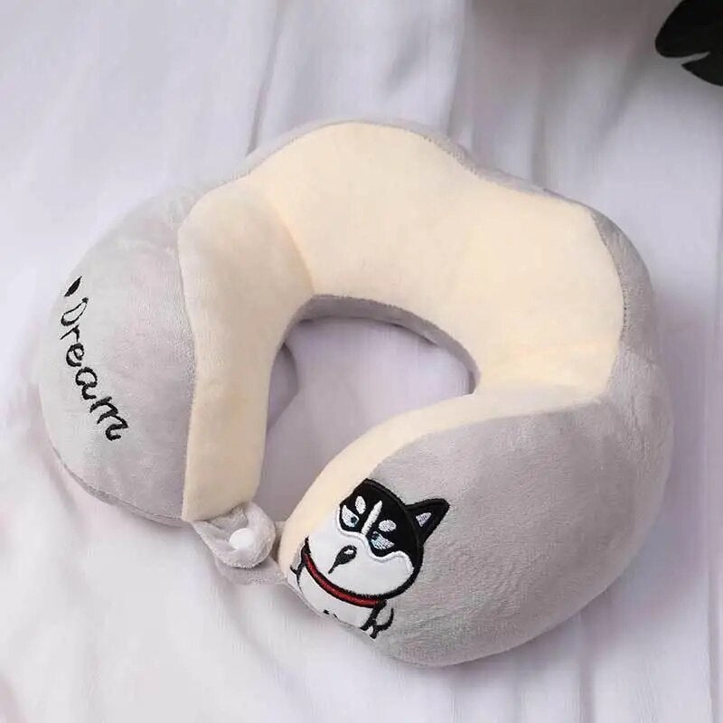 Anypack Neck Pillow Grey 28x28cm Cartoon Cute U-Shaped Comfortable Sleep Headrest