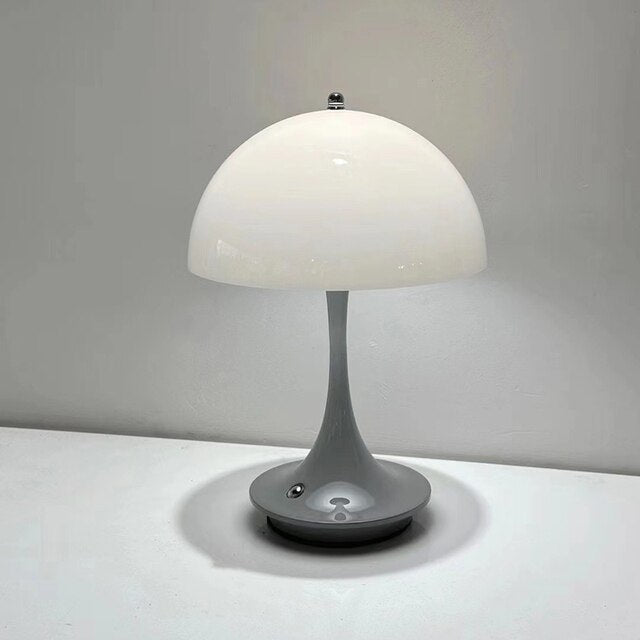 Anyhouz Luxury Lamp Gray Body Mushroom Home Decor Wirless Rechargeable Table Accents for Bedroom Hotel Living Room