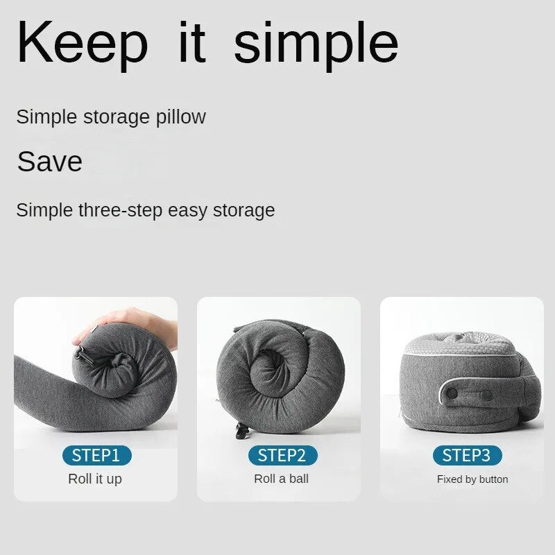 Anypack Neck Pillow Grey 27x24x10cm Memory Cotton U-shaped Comfortable Sleep Headrest