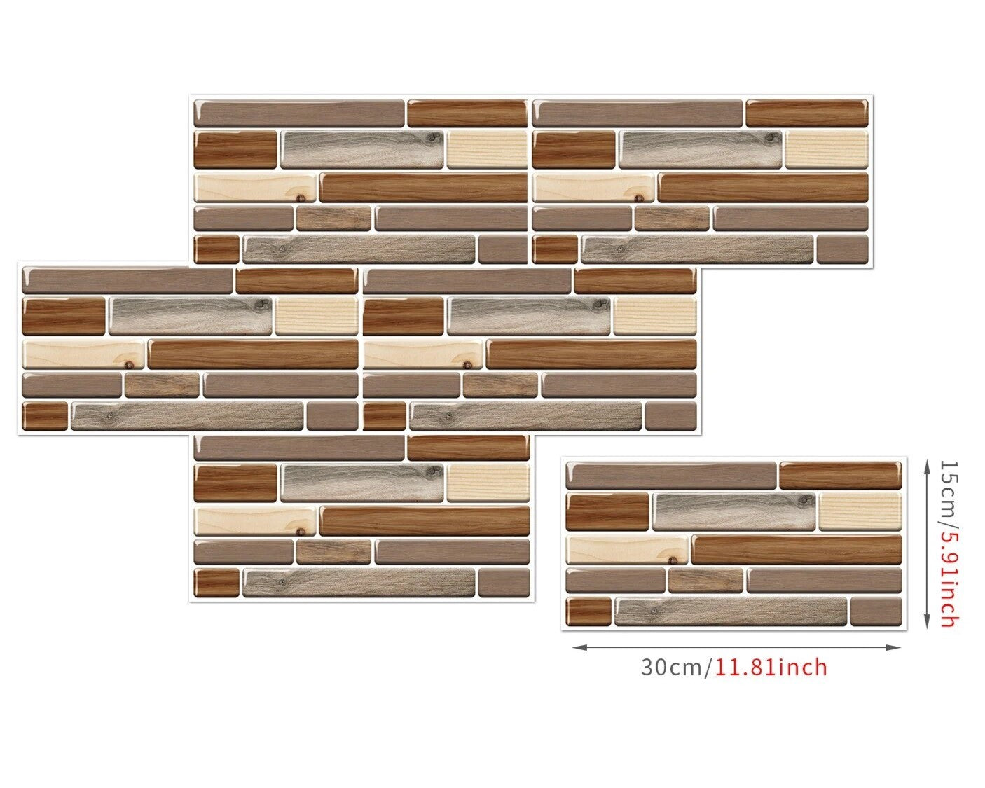 Anyhouz Wallpaper Beige Brown 12 Pcs Waterproof Self Adhesive Removable Wall Sticker