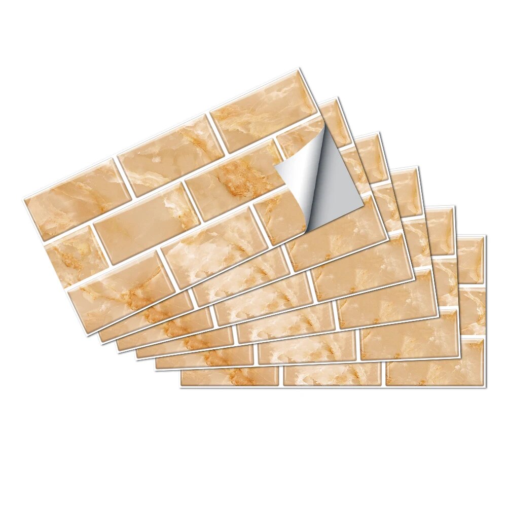 Anyhouz Wallpaper Cream12 Pcs Waterproof Self Adhesive Removable Tile Wall Sticker