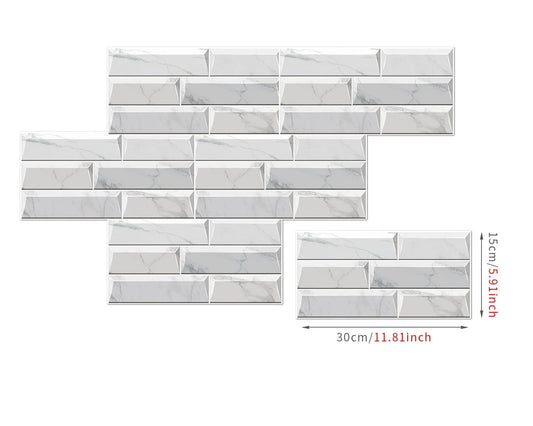 Anyhouz Wallpaper Light Gray 12 Pcs Waterproof Self Adhesive Removable Wall Sticker