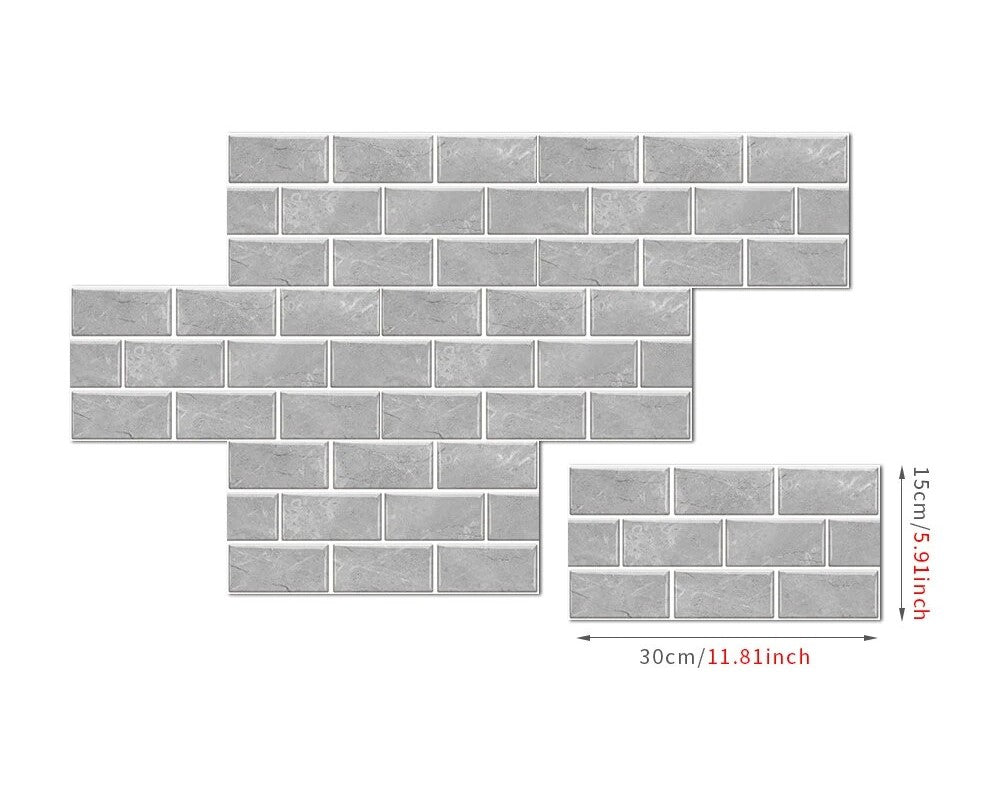 Anyhouz Wallpaper Industrial Gray 12 Pcs Waterproof Self Adhesive Removable Wall Sticker