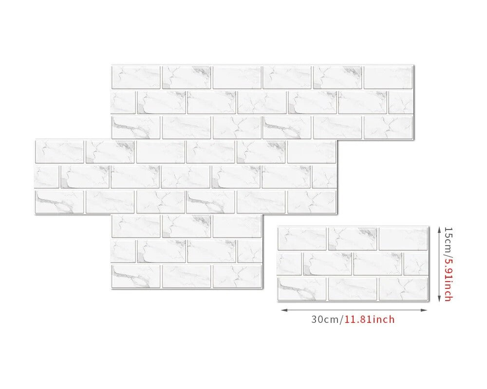 Anyhouz Wallpaper White 12 Pcs Waterproof Self Adhesive Removable Wall Sticker