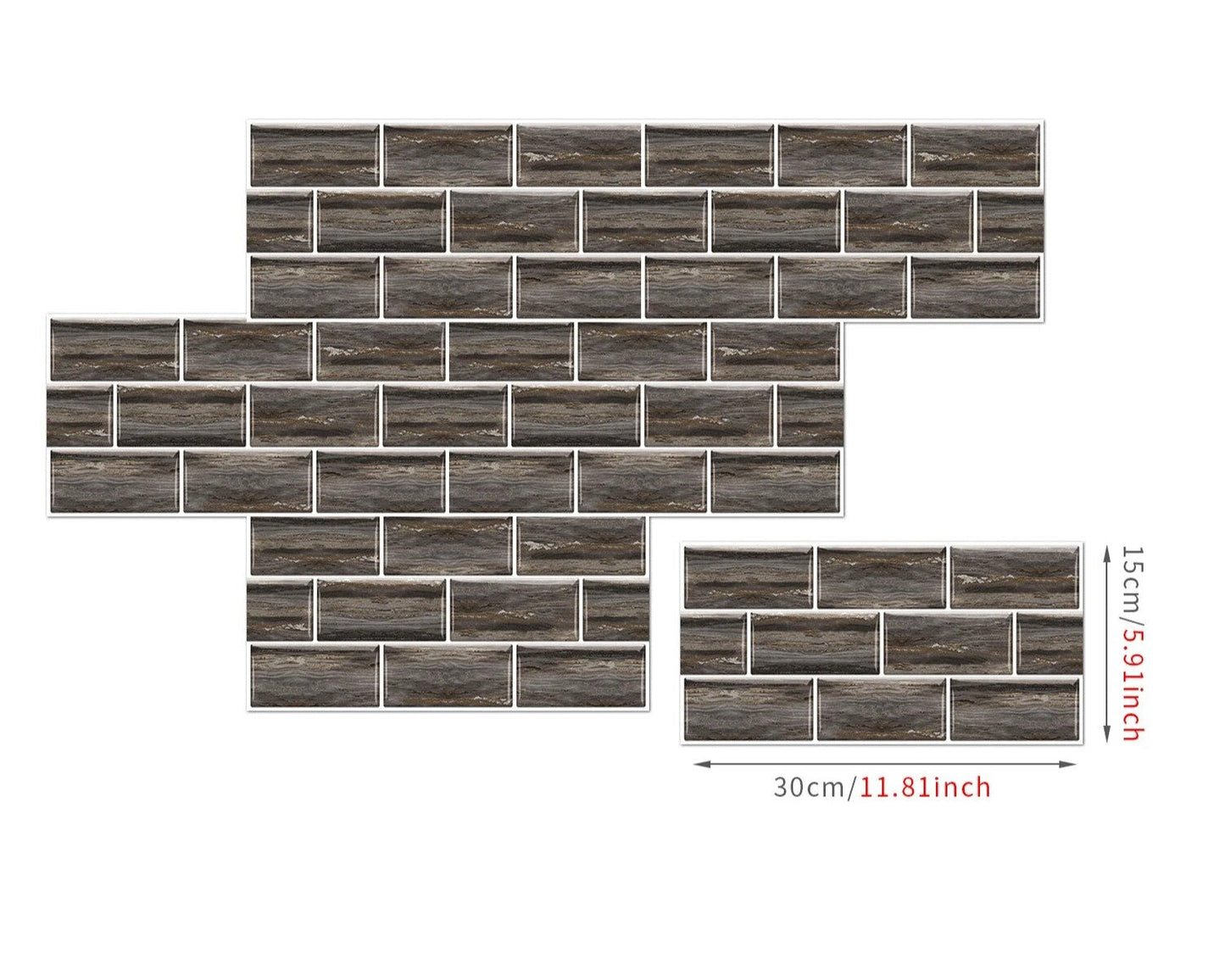 Anyhouz Wallpaper Brown 12 Pcs Waterproof Self Adhesive Removable Wall Sticker