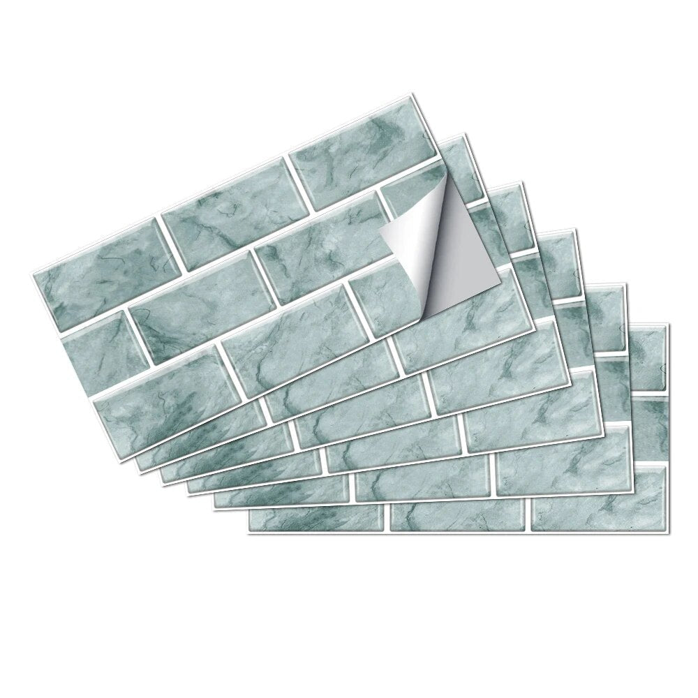 Anyhouz Wallpaper Light Green 12 Pcs Waterproof Self Adhesive Removable Wall Sticker