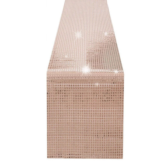 Anyhouz Table Runner Rose Gold 33X180cm Glitter Sequin Disco Mirror Sparkling Foil Metallic Dining Table Top Decoration