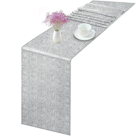 Anyhouz Table Runner Silver 30x180cm Glitter Sequin Wedding Dining Table Top Decoration