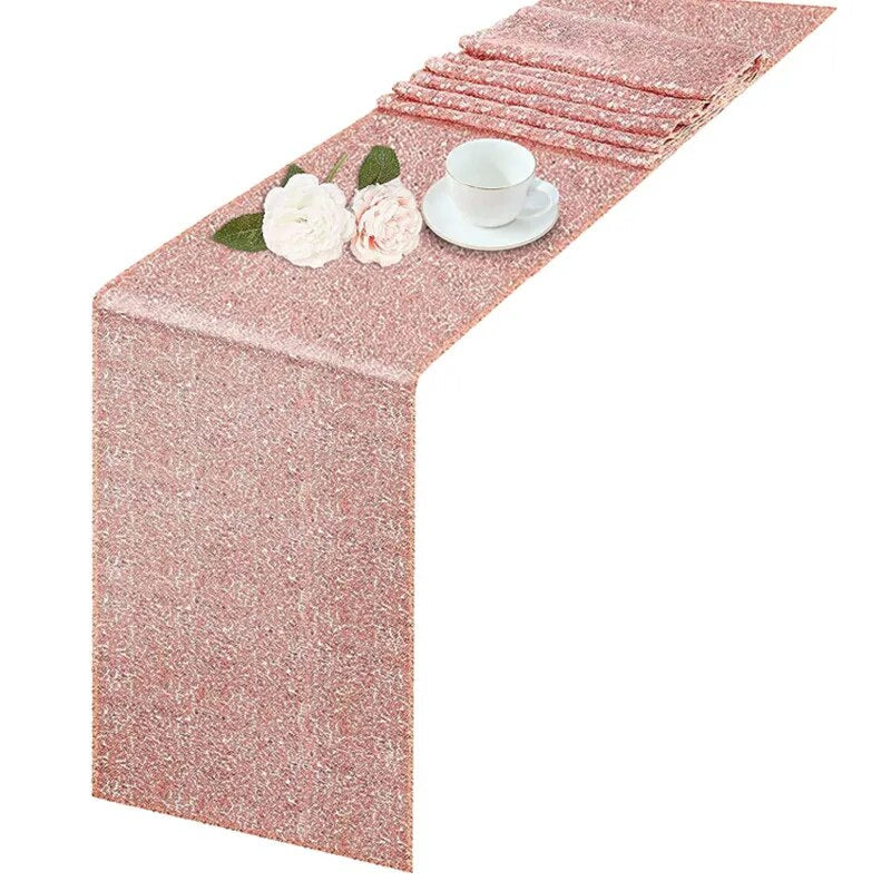 Anyhouz Table Runner Rosegold 30x180cm Glitter Sequin Wedding Dining Table Top Decoration