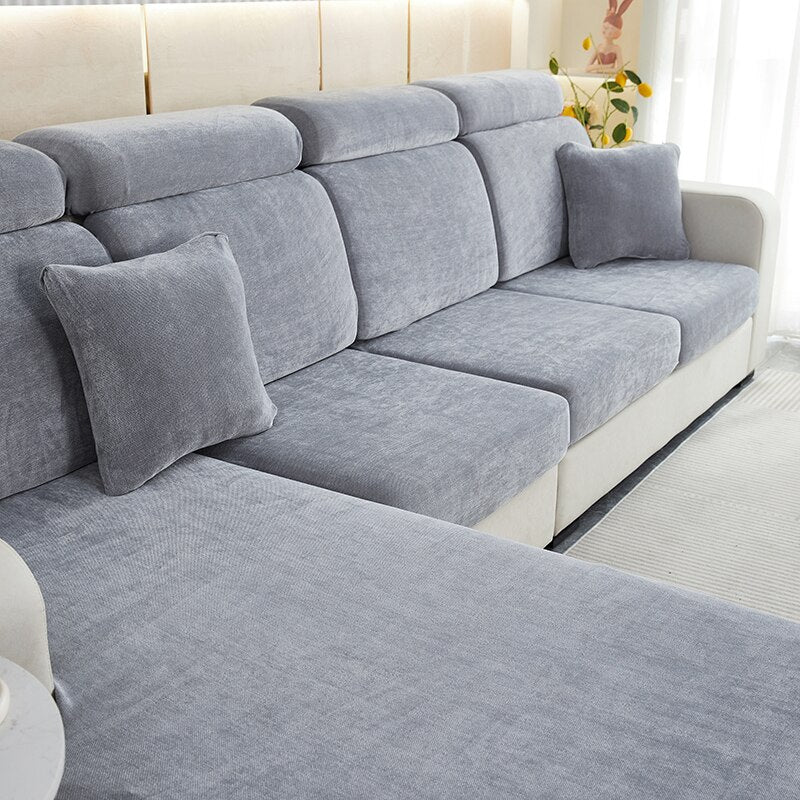 Anypillow Pillowcase 45X45Cm Dark Gray Polyester Chenille Thick Stretchable Cushion For Living Room