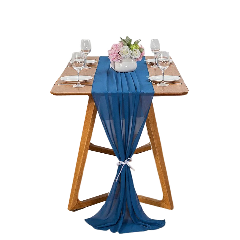 Anyhouz Table Runner Cow Blue Chiffon Romantic Boho Table Top Decoration