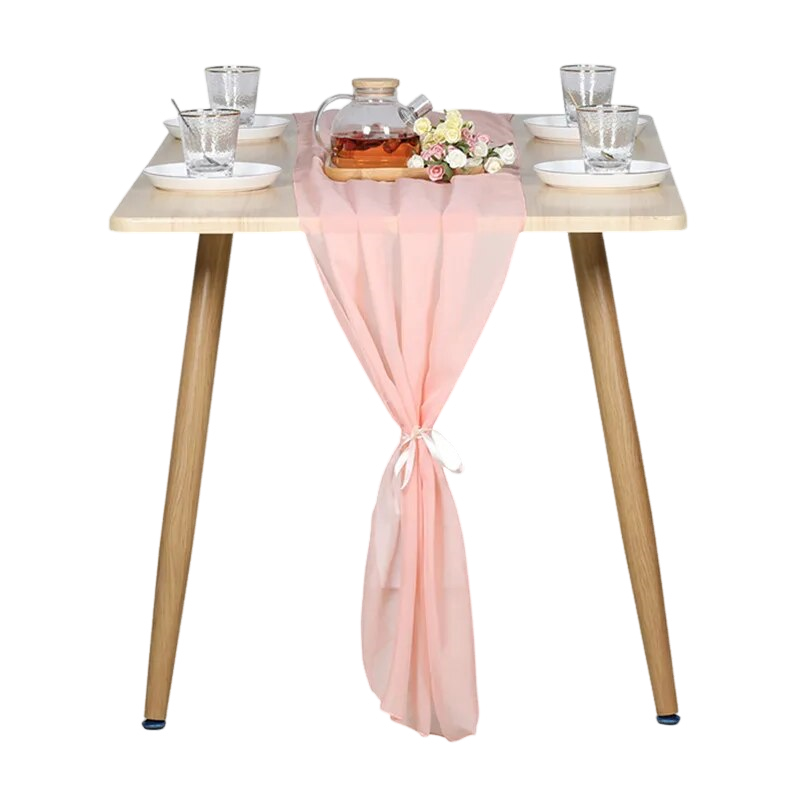 Anyhouz Table Runner Coral Pink Chiffon Romantic Boho Table Top Decoration