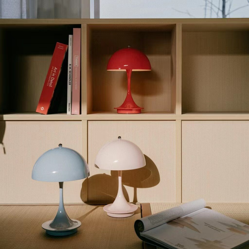 Anyhouz Luxury Lamp Gold Body Mushroom Home D?cor Wirless Rechargeable Table Accents for Bedroom Hotel Living Room