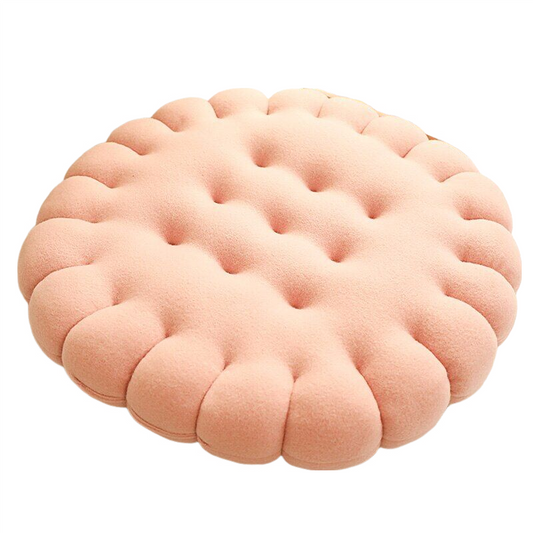 Anyhouz Plush Pillow Pink Round Biscuit Shape Stuffed Soft Pillow Seat Cushion Room Decor