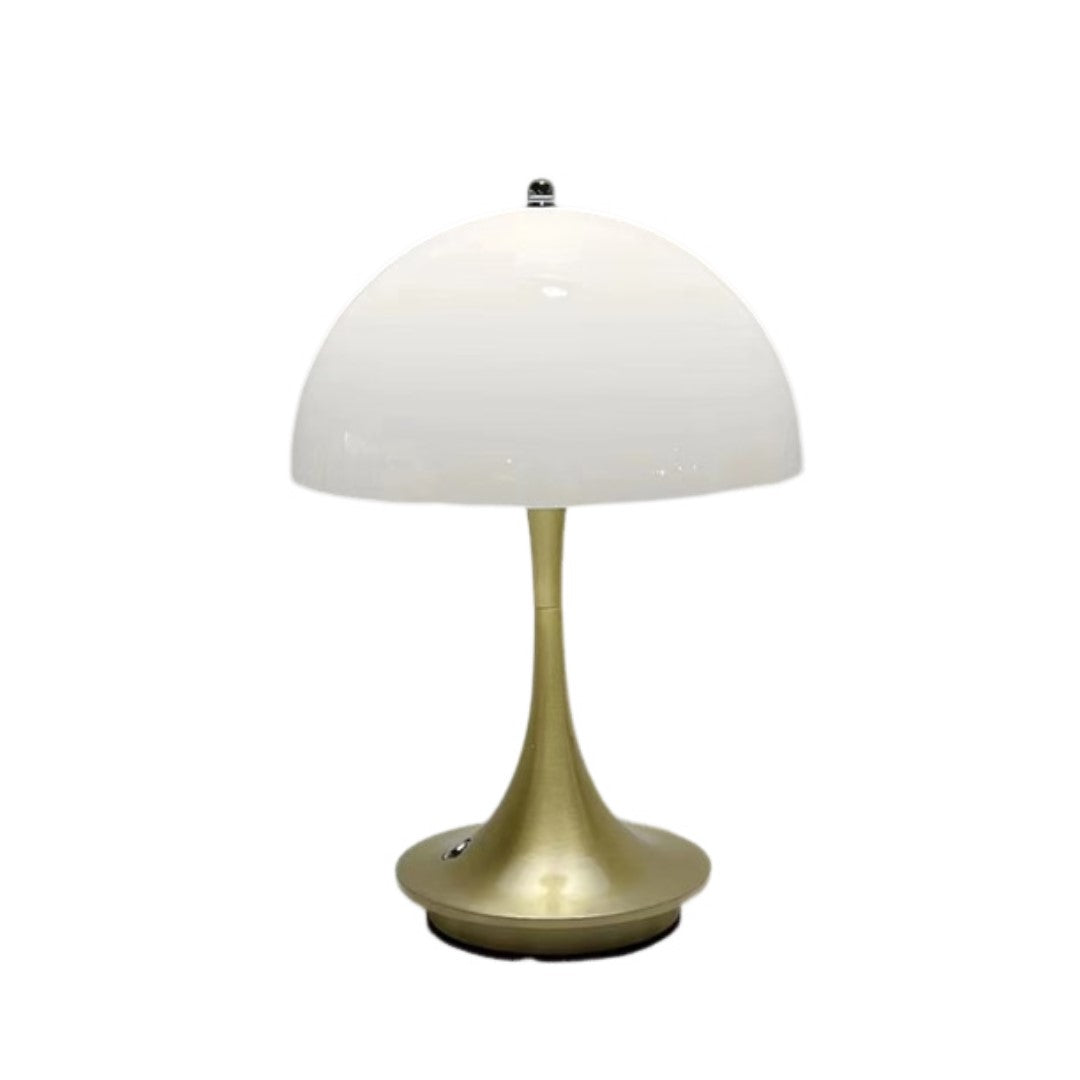 Anyhouz Luxury Lamp Gold Body Mushroom Home D?cor Wirless Rechargeable Table Accents for Bedroom Hotel Living Room