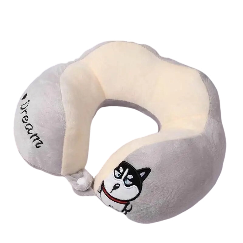 Anypillow Neck Pillow Grey 28x28cm Cartoon Cute U-Shaped Comfortable Sleep Headrest