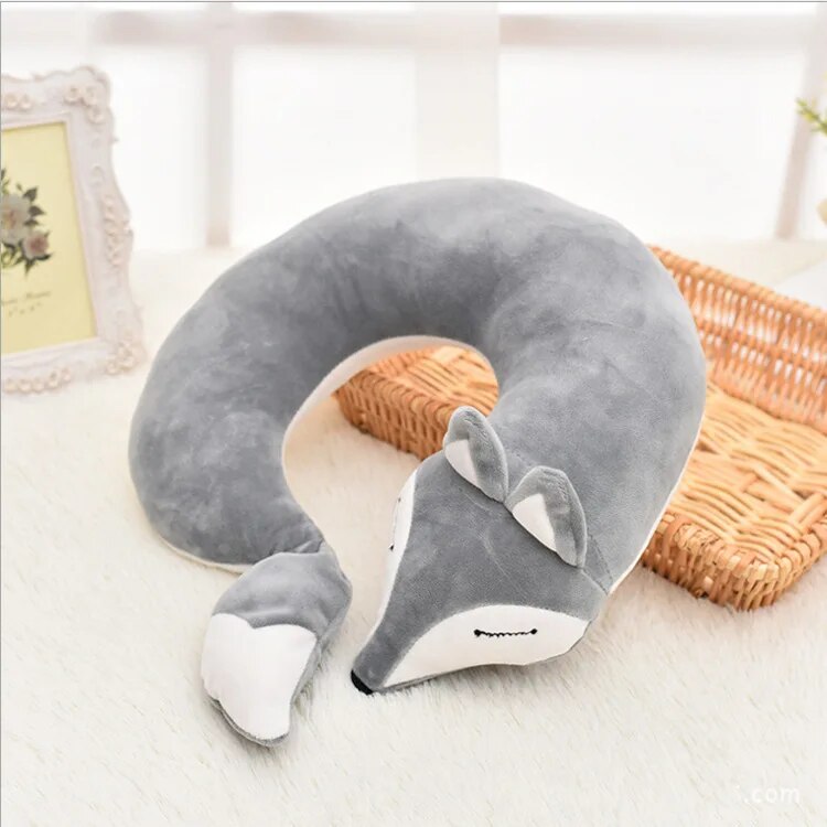 Anypillow Neck Pillow Grey 30x30x8cm Creative Cartoon U-Shaped Cute Comfortable Sleep Headrest