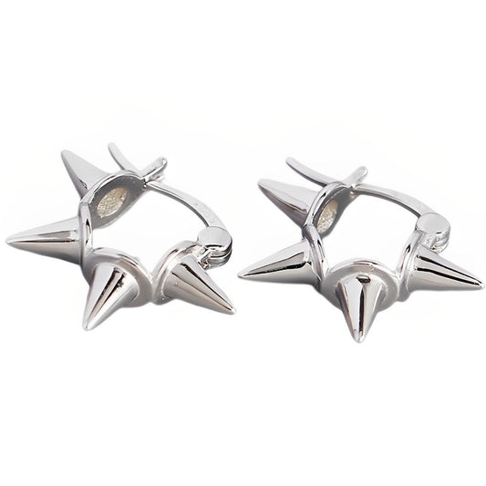 Anyco Earrings Punk Minimalist Rivets Ear Buckle Sterling Silver