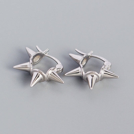 Anyco Earrings Punk Minimalist Rivets Ear Buckle Sterling Silver
