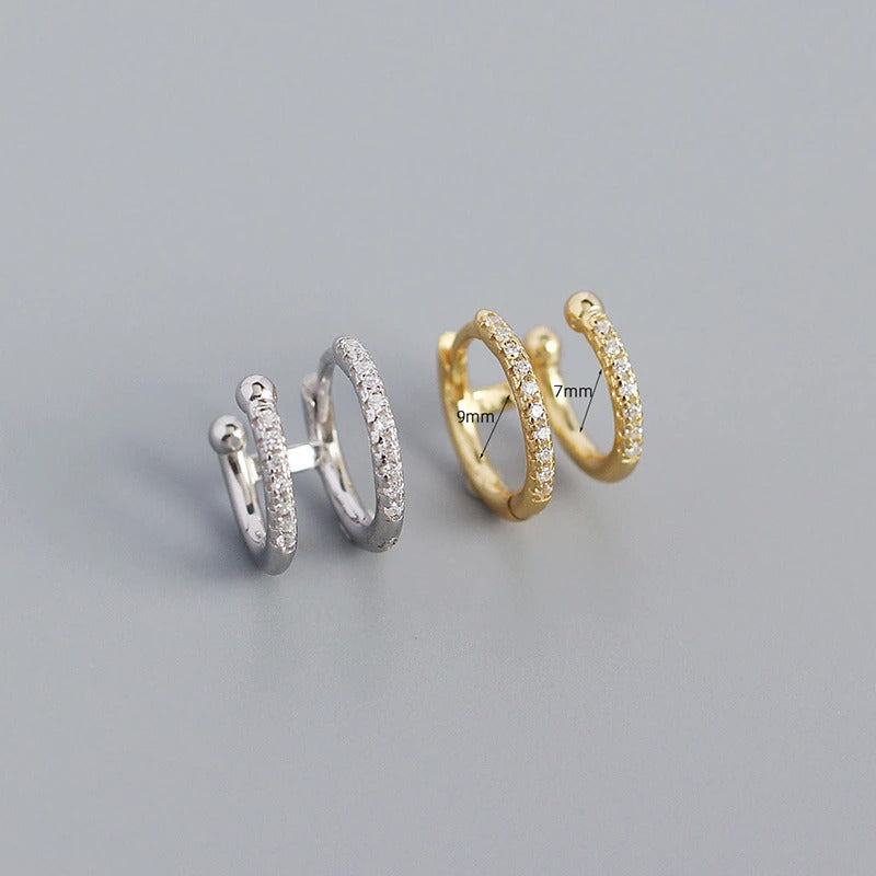 Anyco Earrings Double Hoop Unique Ear Clip Jewelry Gold