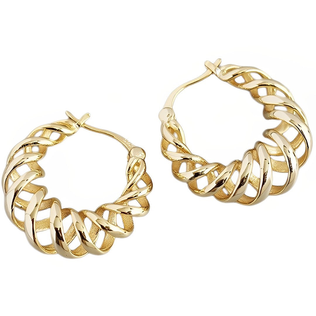 Anyco Earrings Hollow Twisted Unique Hoop Piercing Gold