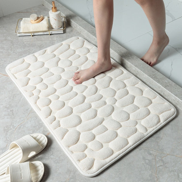 Anyhouz White Cobblestone Design Non-slip Washable Door Floor Mats 40X60cm